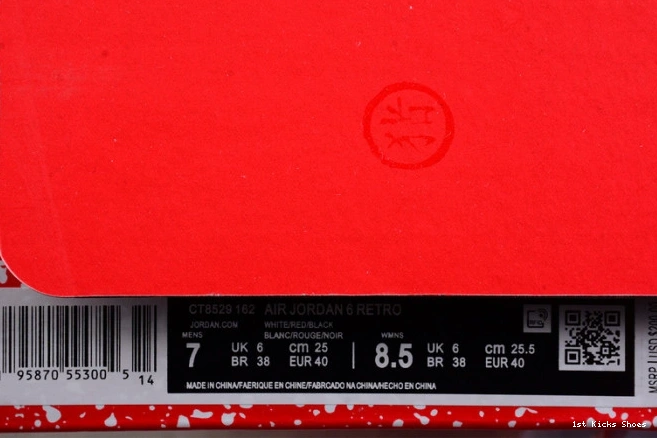 1st Kicks Shoes 6 oreo ct8529- jordan air 1549 red Comfortable 1125